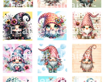 Digital Prints, Cute Gnome Stickers, Clip Art