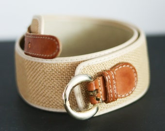 Ceinture en raphia en cuir vintage