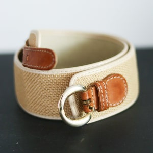 Vintage leather raffia belt image 1