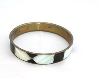 vintage brass and pearl bracelet