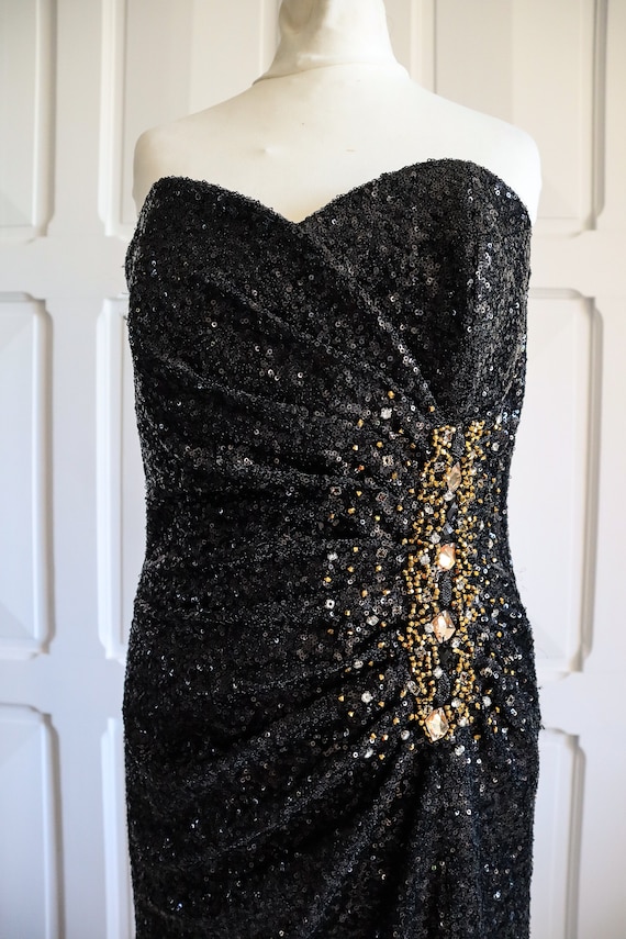 Vintage cocktail bustier dress from the 80s / Eve… - image 4