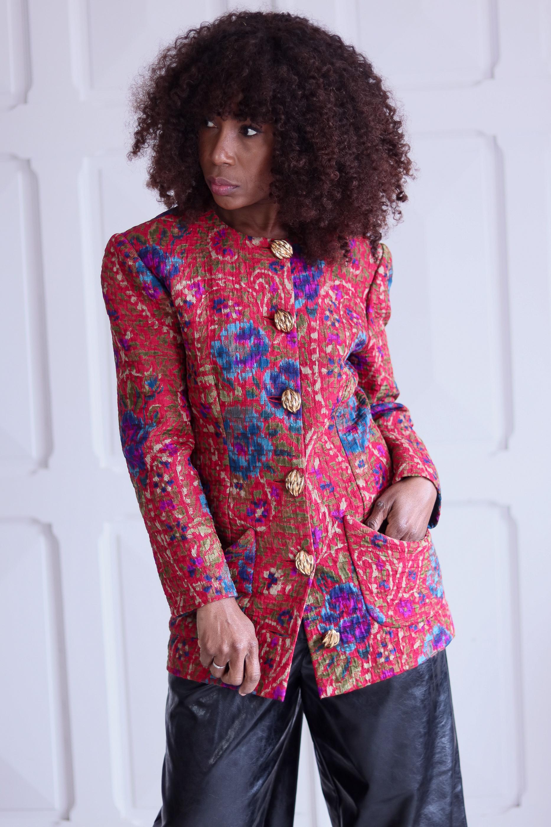 ジャケット・アウター 80s archive EURO Jacquard design jacket Handmade Vintage 1980s Jacquard Jacket - Etsy Israel