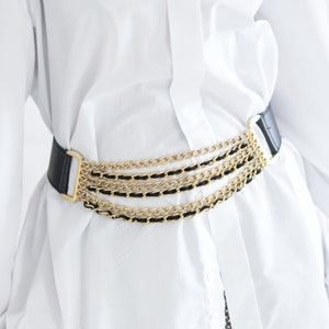 Vintage leather and chain belt image 4