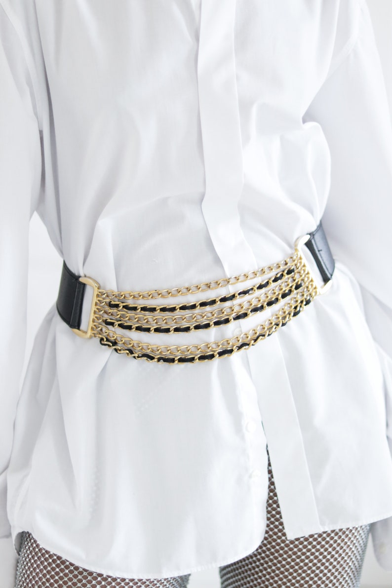 Vintage leather and chain belt image 4