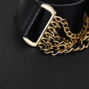 Vintage leather and chain belt image 3