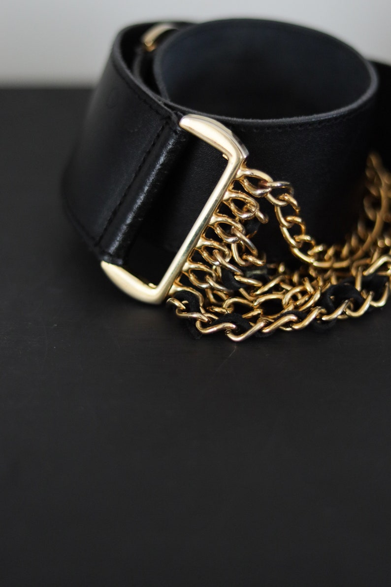 Vintage leather and chain belt image 3