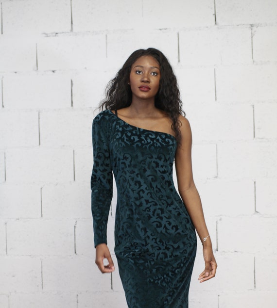 Robe vintage en velours epaule denudee Etsy France