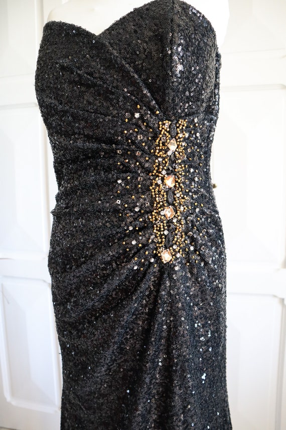 Vintage cocktail bustier dress from the 80s / Eve… - image 3