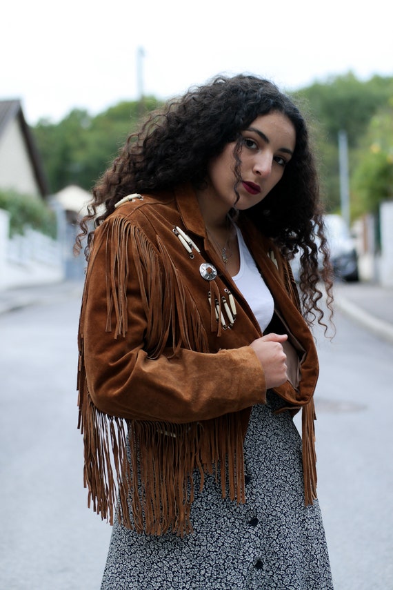 Leather fringed jacket
