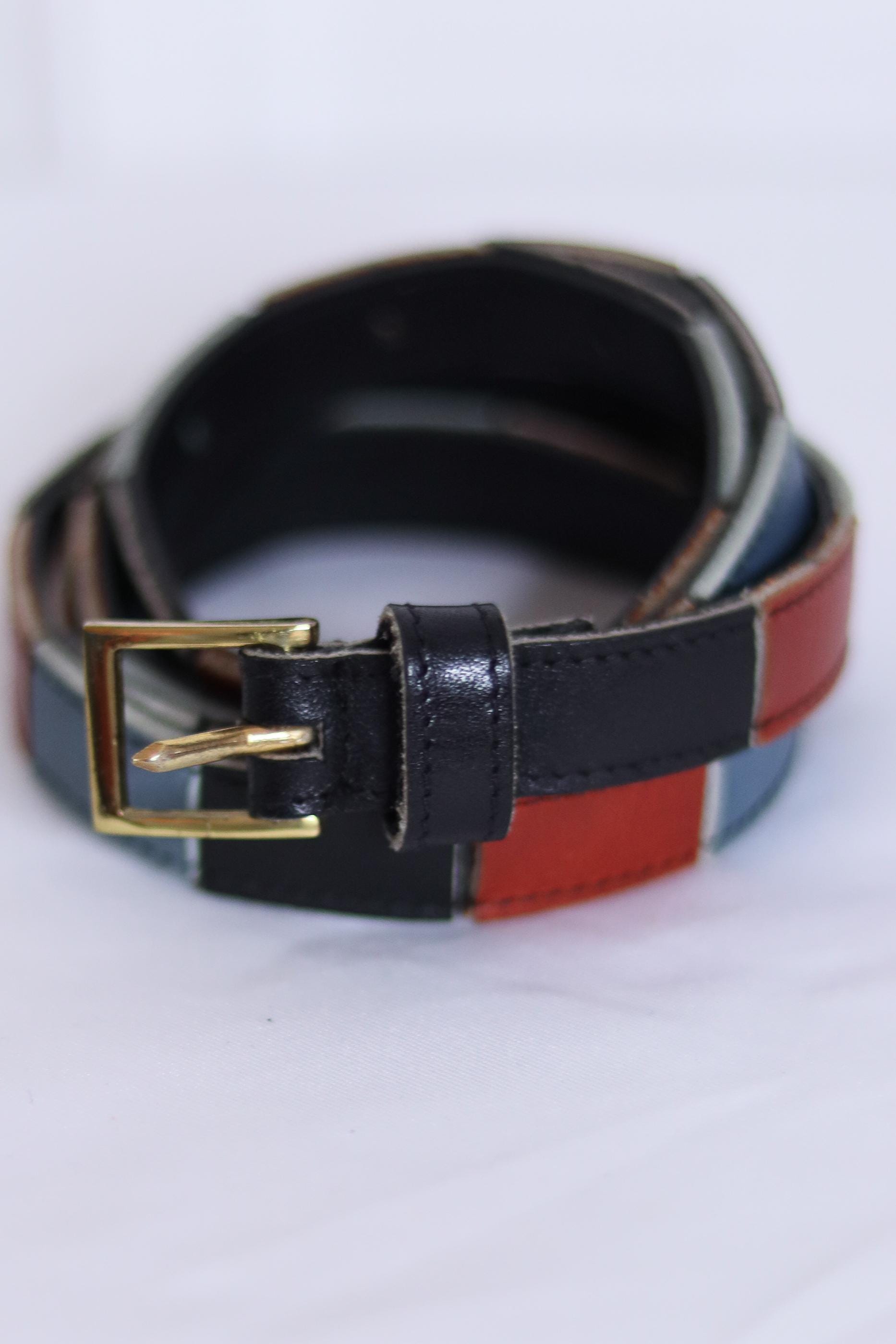 Vintage L\'Aiglon Paris New York Nubuck Cowhide‎ Leather Belt Blue 30/75 Brass Vintage L main image 2