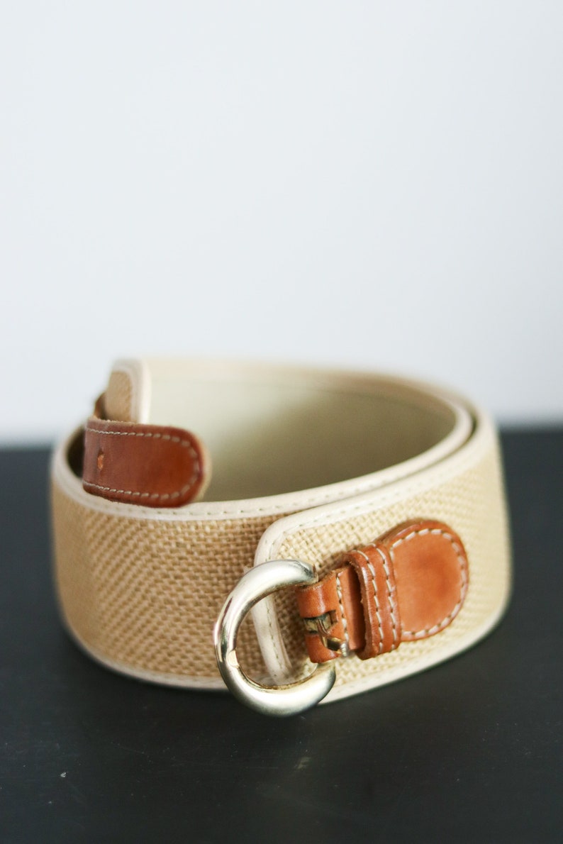 Vintage leather raffia belt image 1