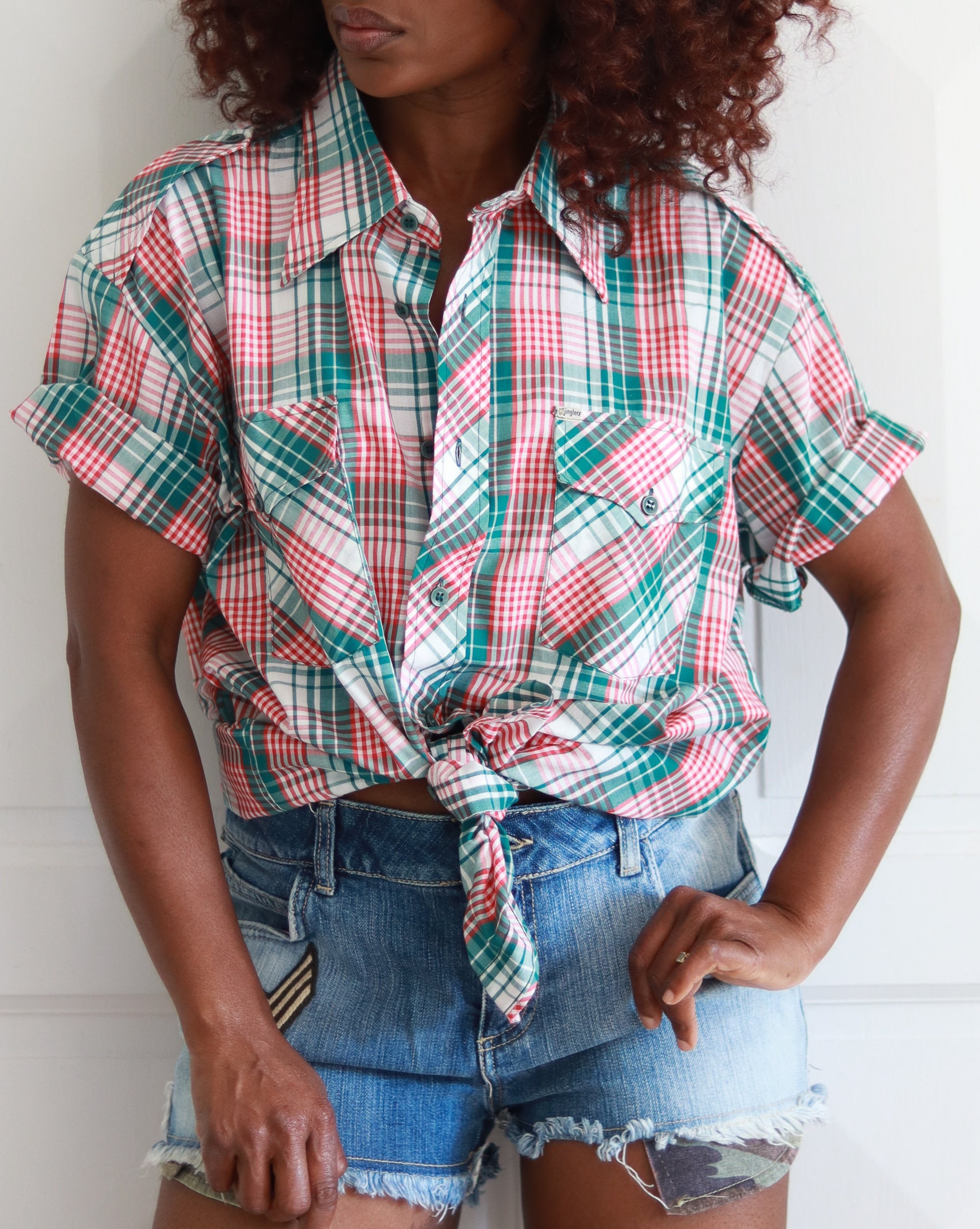 Chemise Old Navy The Classic S - Rouge/vert à Carreaux - Manches Longues - Femme - Taille S