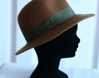 Brown wool fedora hat