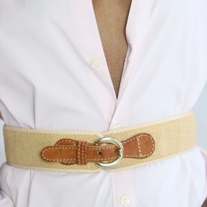 Vintage leather raffia belt image 4