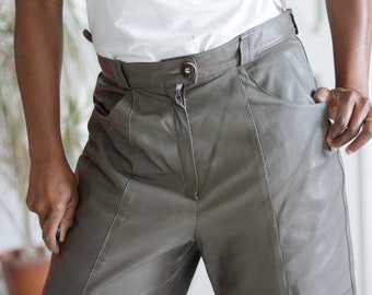 Vintage taupe leather shorts