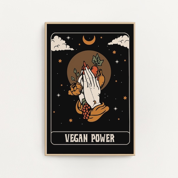 Vegan power tarot art print - gothic home decor