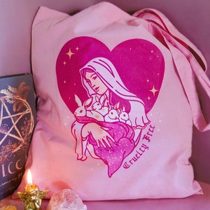 vegan cruelty free tote bag - pink cotton book bag