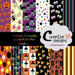 Standard Cutezie Halloween scrapbook Carta, freaky carta scrapbook di Halloween, inquietante carta scrapbook digitale di Halloween ammirare la carta di Halloween