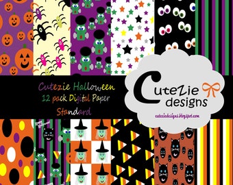 Standard Cutezie Halloween scrapbook Paper, freaky Halloween scrapbook paper, eerie halloween digital scrapbook paper admire halloween paper