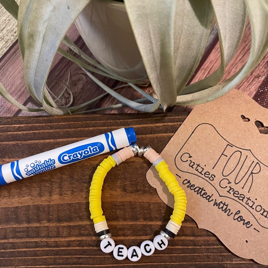 Teacher clay Heishi Bead Pencil Bracelet Etsy