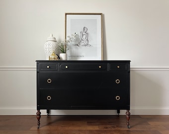 SOLD! Antique Dresser, Modern Black Entryway Console, Traditional Bedroom Storage