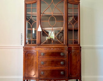 Antique Hepplewhite China Cabinet, Victorian Display Case/Bookcase