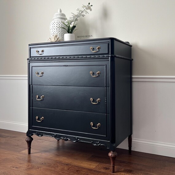 black dresser with silver hardware Crown Mark Regata Black Dresser main image 0