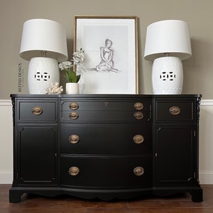 SOLD! Antique Hepplewhite Buffet, Black Modern Sideboard