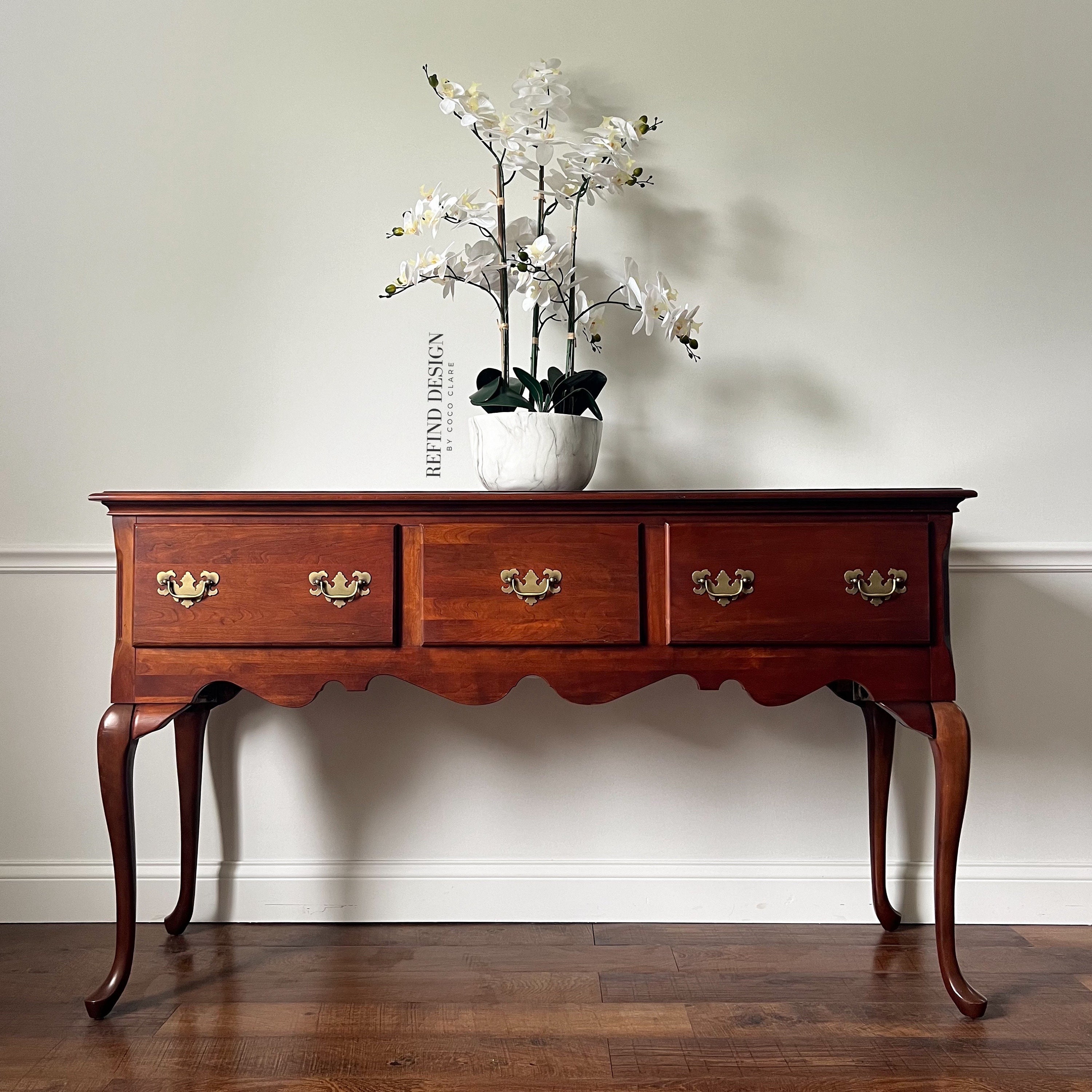 Antique Queen Anne Cherry Sideboard Buffet