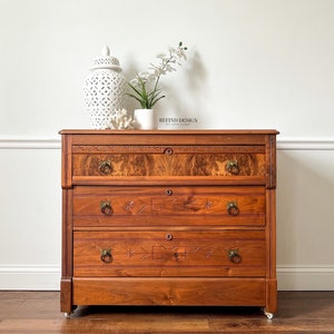 Antique Walnut Eastlake Chest of Drawers, Dresser, Entryway Console