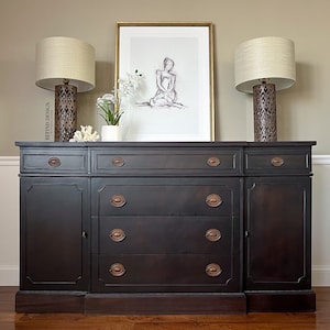 SOLD! Antique Hepplewhite Buffet, Duncan Phyfe Traditional Sideboard, Transitional Credenza