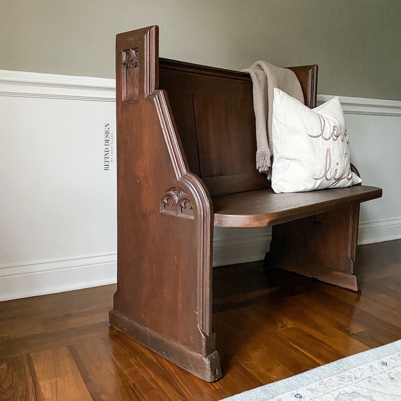 SOLD Antique Church Pew Entryway Bench | Etsy