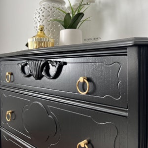 SOLD! Antique Victorian Dresser, Modern Entryway Console, Black Lacquer ...