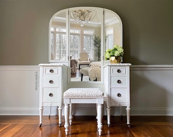 SOLD 1920’s Antique Vanity with Mirror and Stool, Dressing Table