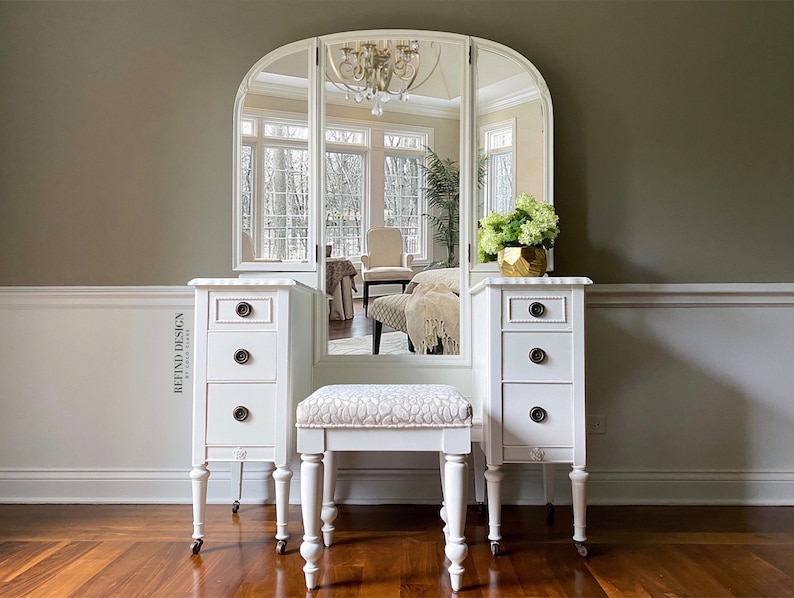 1920s Antique Vanity with Mirror and Stool Dressing Table Etsy