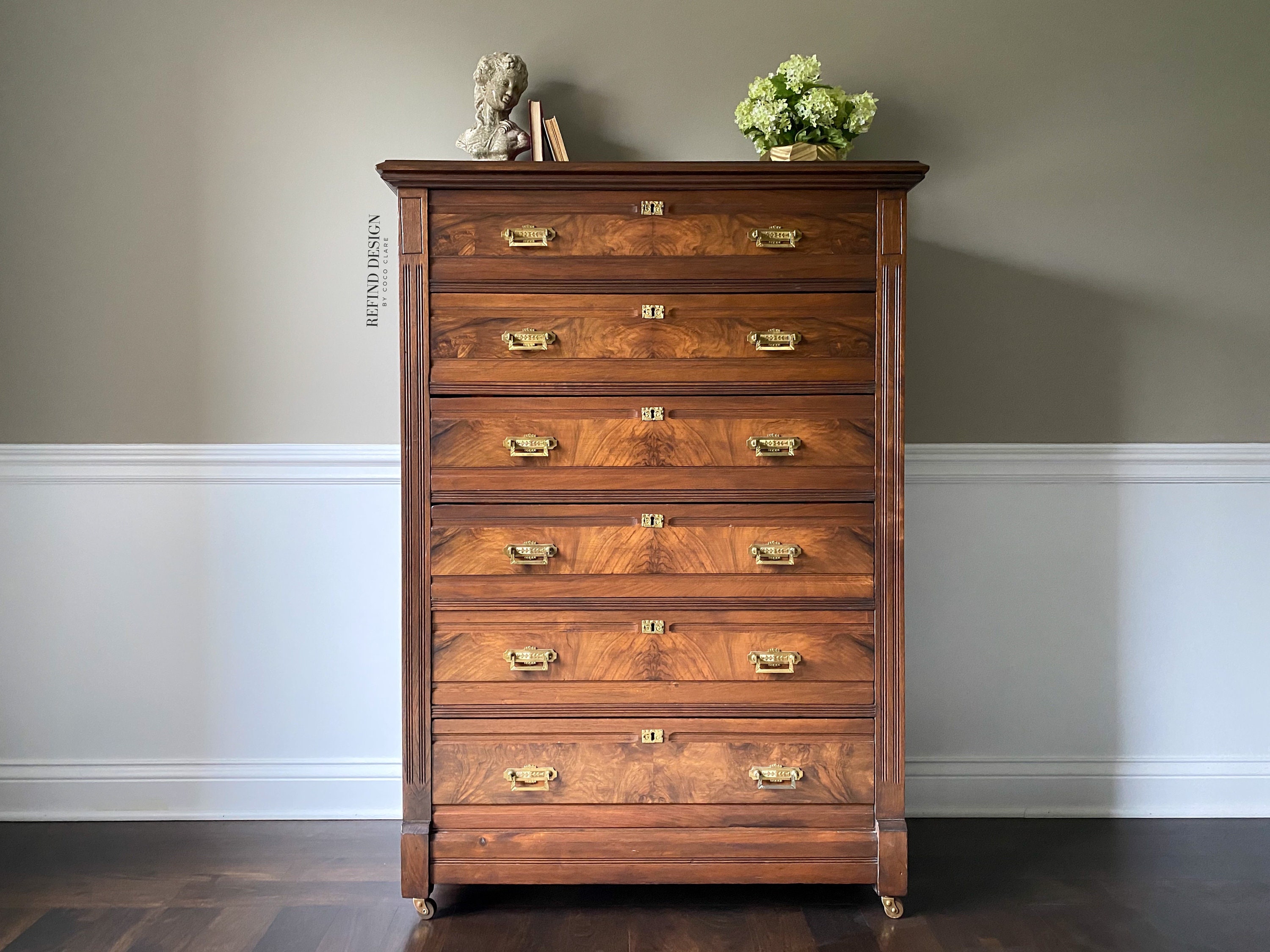 SOLD Antique 1800's Eastlake Tall Chest of Drawers, Dresser