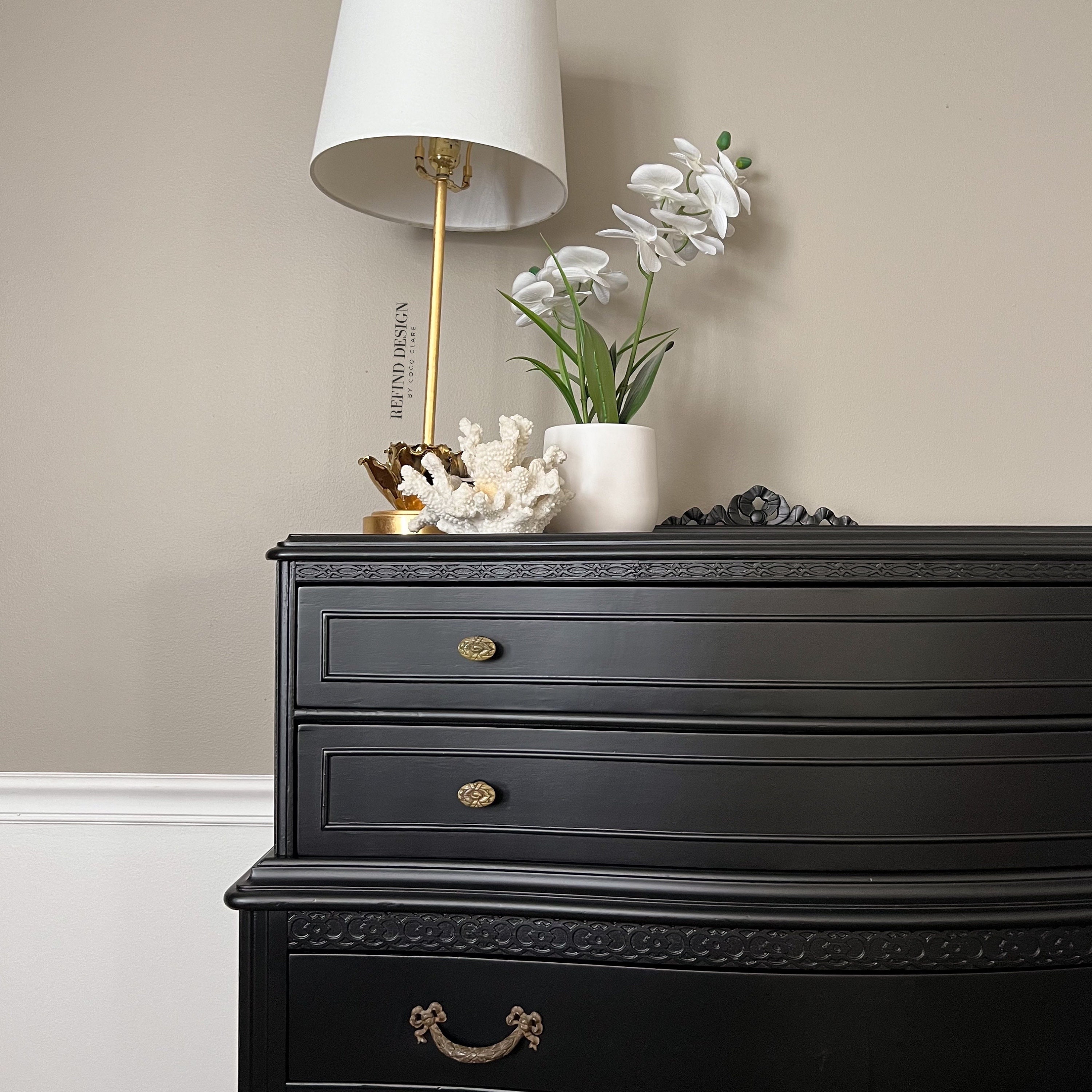 SOLD! Antique Victorian Dresser, Modern Entryway Console, Black Lacquer  Finish - Etsy