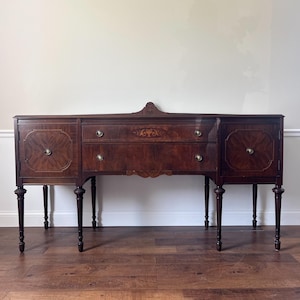 Customizable Federal Mahogany Sideboard | 72” Buffet with Removable Backsplash