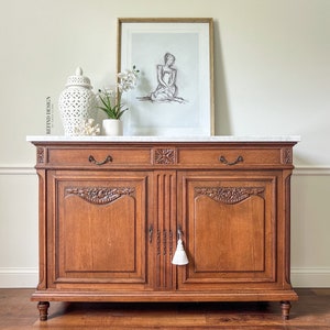 SOLD! 1800&#39;s Marble Top Buffet, Entryway Cabinet, Bar