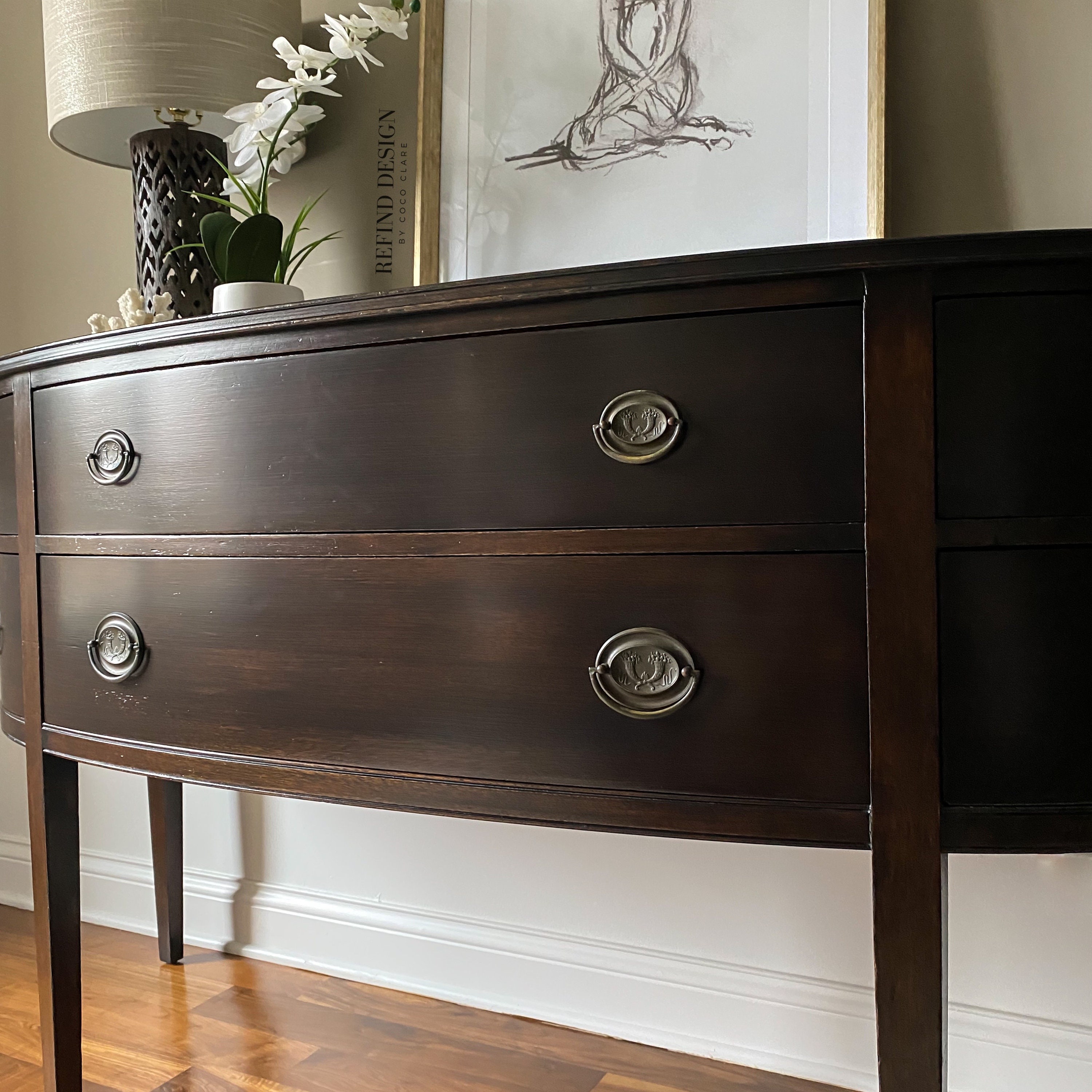 Antique Bow Front Victorian Buffet Traditional Sideboard Etsy