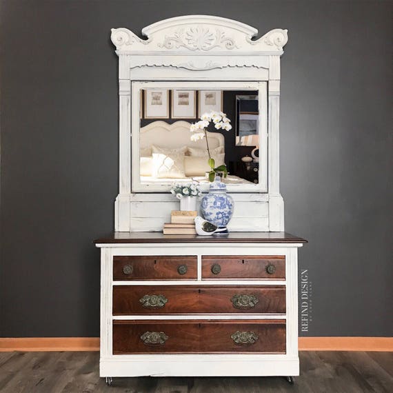 Sold Antique Victorian Dresser With Beveled Mirror Etsy