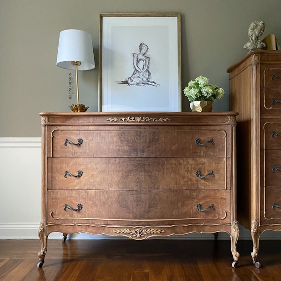 antique wood dresser SOLD- Antique French Provincial Dresser Long Dresser Only
