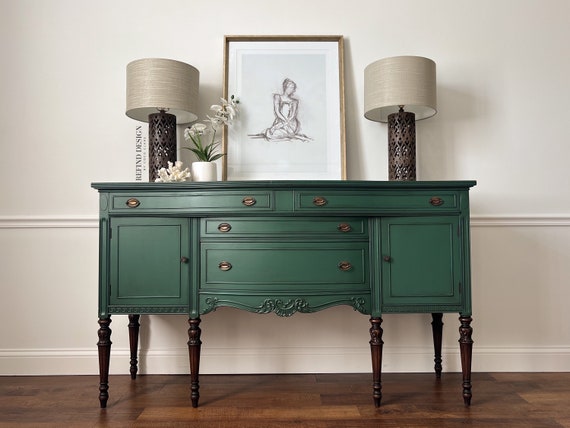SOLD Antique Victorian Buffet Green Modern Sideboard Etsy