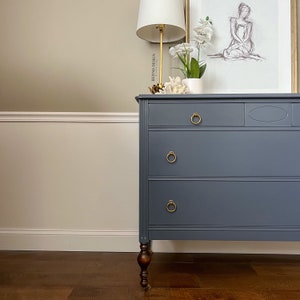 SOLD Antique Dresser, Modern Navy Entryway Console, Traditional Bedroom Storage image 2