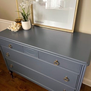 SOLD Antique Dresser, Modern Navy Entryway Console, Traditional Bedroom Storage image 6