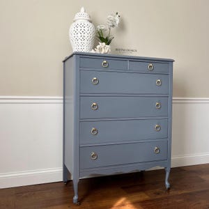 Antique Victorian Dresser, Modern Entryway Console, Blue Gray Lacquer ...