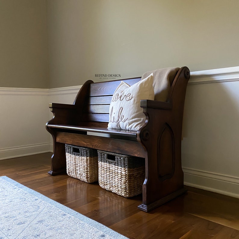 Antique Church Pew Entryway Bench Etsy
