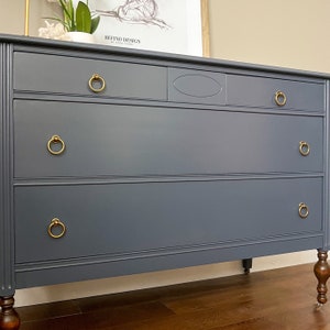 SOLD Antique Dresser, Modern Navy Entryway Console, Traditional Bedroom Storage image 8