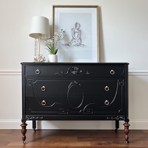 SOLD! Antique Dresser, Modern Black Entryway Console, Traditional Bedroom Storage