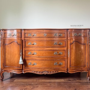 Customizable French Provincial Cherry Buffet | 66.5” Wide with Elegant Carvings